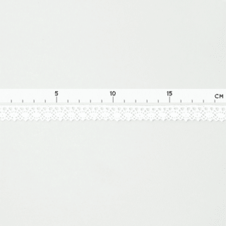 Baumwollspitze mit leichten Zacken - 14 mm - Weiß