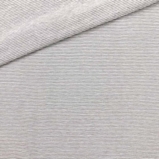 Single Jersey - Silbergrau / Weiß 1 mm gestreift