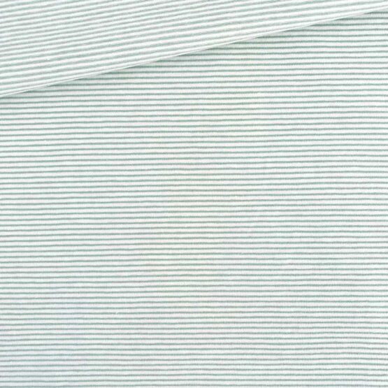 Single Jersey - Weiß mit kleinen altmintgrünen Streifen