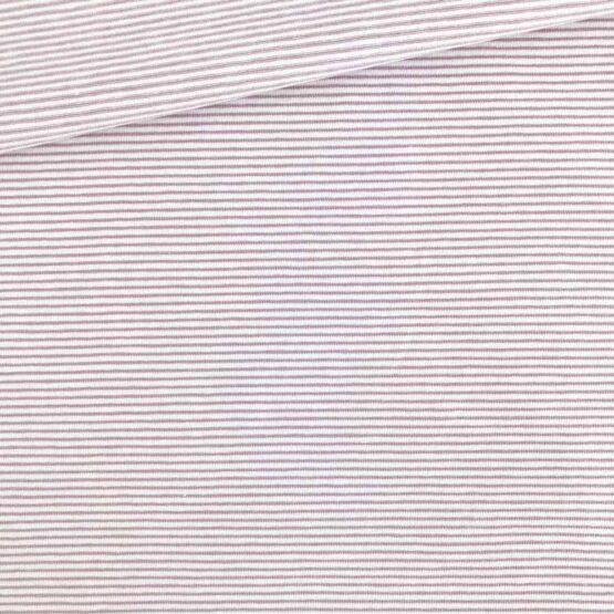 Single Jersey - Weiß mit kleinen altrosa Streifen