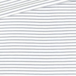Single Jersey - Weiß mit 2 mm hellgrauen Streifen