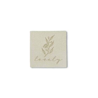 Label "lovely" - 35 x 35 mm - White Sand
