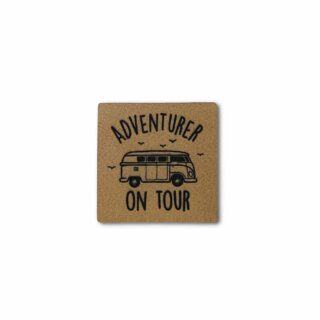 Label "adventurer on tour" - 35 x 35 mm - Lederbraun
