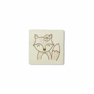 Label "little fox" - 35 x 35 mm - White Sand
