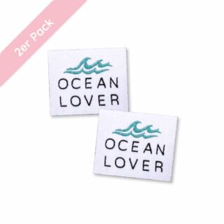 Weblabel “Ocean lover” – 30 x 25 mm aufbügelbar - 2 Stück