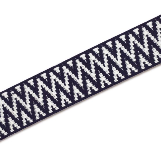 Gurtband – 38 mm – Zickzack – Dunkelblau/Cremeweiß