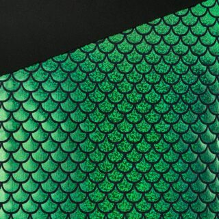 Folienjersey - Meerjungfrau Schuppen - Emeraldgrün/Schwarz
