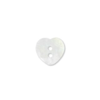Perlmuttknopf – Herz – 13 mm – weiß – 2 Loch