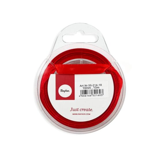 Satinband – 10 mm – Rot – 10 m Rolle