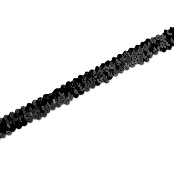 Paillettenband - elastisch - Schwarz - 20 mm