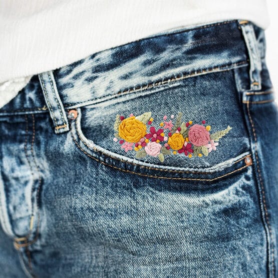 Blumenkranz Sticken Jeans Stickset