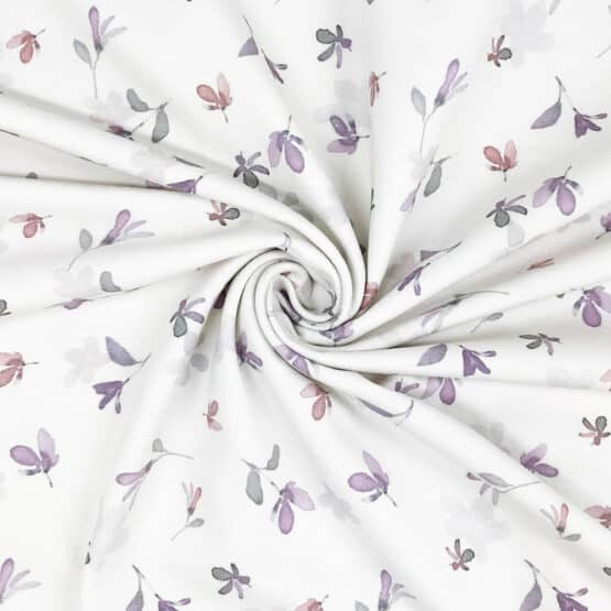 Single Jersey – Lilac Flowers Helles Staubweiß – ORGANIC