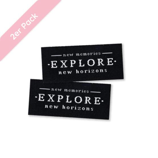 Weblabel “Explore” – 45 x 20 mm aufbügelbar - 2 Stück